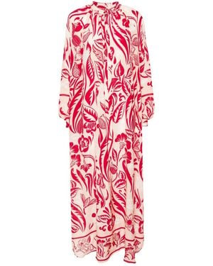 F.R.S For Restless Sleepers Printed Crepe De Chine Long Dress - Red