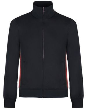 Gucci Technical Jersey Jacket With Zip And Web Tape - Blue