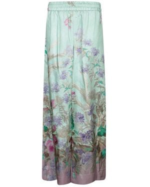 La DoubleJ Silk Sky Floral Trousers - Green
