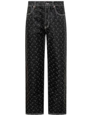 Marine Serre Denim Straight Jeans - Black