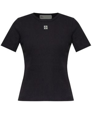 Tory Burch Cotton Rib Logo Tee - Black
