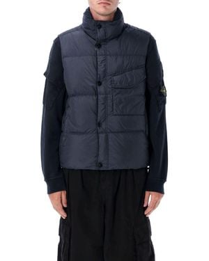 Stone Island Crynkle Reps Nylon Down Vest - Blue