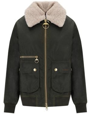 Barbour Maxine Wax Olive Green Jacket - Black