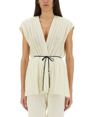 Alysi Pleated Kimono Top - White
