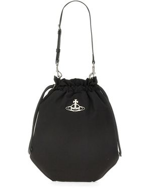 Vivienne Westwood Recycled Polyester Logo Shoulder Bag - Black