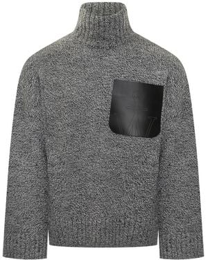 JW Anderson Jumper With Leather Pocket J.W Anderson - Grey