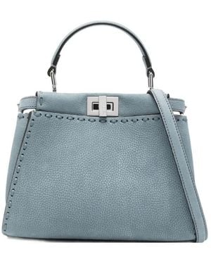 Fendi Peekaboo Iseeu Mini Suede Bags - Blue