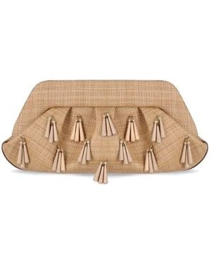 THEMOIRÈ Emera Paper Fringes Macadamia Clutch Bag - Natural