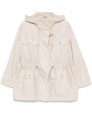 Fay Linen And Cotton Blend Parka Coat - Natural