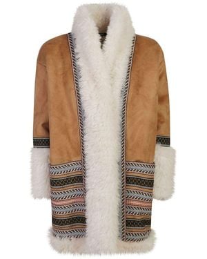 Bazar Deluxe Faux Fur Detail Coat - Natural