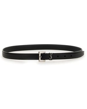 Saint Laurent Thin "cassandras" Belt - Black