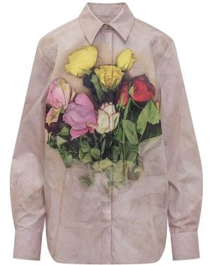 MSGM Floral Print Shirt - Grey