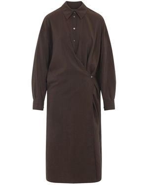 Lemaire Straight Collar Twisted Dress - Brown
