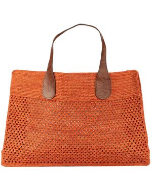 IBELIV Raffia Havana Tote Bag - Orange