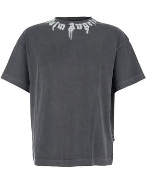 Palm Angels Logo Cotton T-shirt - Grey