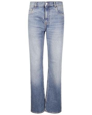 Coperni Mid- Straight-Leg Cropped Jeans With Leather Detail - Blue