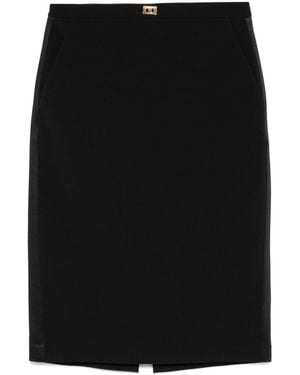 スカート Elisabetta Franchi Black Satin Midi Skirt GO07047E2 Elisabetta Franchi Satin Midi Skirt With Satin Bands