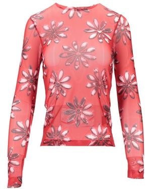 MERYLL ROGGE Fitted T-Shirt W/ Long Sleeves - Red