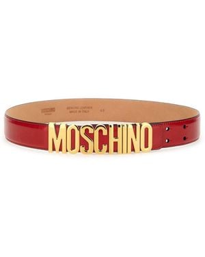 Moschino Logo-Embellished Leather Belt - White