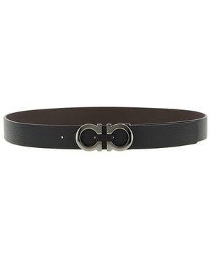 Ferragamo 'Gancini' Reversible Belt - White