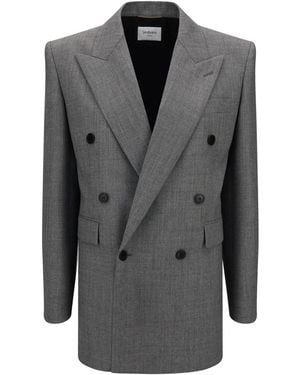 Saint Laurent Wool Twill Blazer - Grey