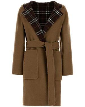 Burberry Camel Wool Reversibile Coat - Multicolour