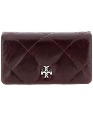 Tory Burch Kira Leather Wallet On Chain - Purple