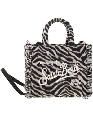 Mc2 Saint Barth Vanity Mini - Zebra Print Wool Blend Bag - White