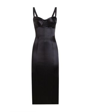 Dolce & Gabbana Bustier Longuette Dress With Bra - Black