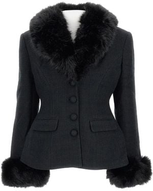 Self-Portrait Tweed Jacket - Black