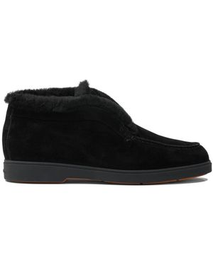 Santoni "Desert" Ankle Boots With Fur - Black