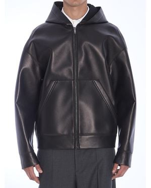 Valentino Garavani Leather Hooded Jacket - Grey