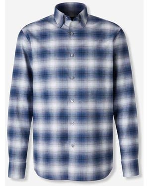 Brioni Checked Cotton Shirt - Blue