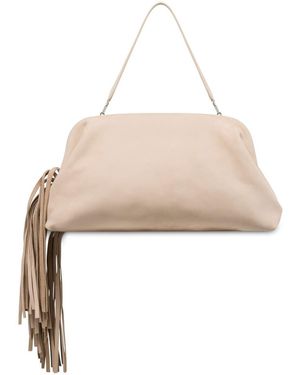 Philosophy Di Lorenzo Serafini Calf Leather Shoulder Bag With Fringe Detail - Natural