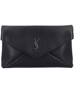 Saint Laurent Cassandre Large Envelope Pouch - Black