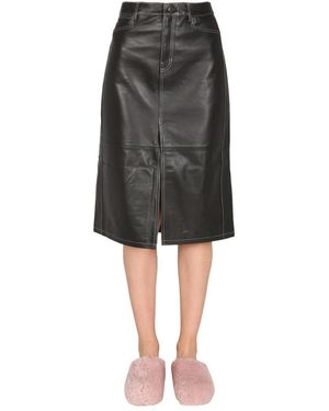 Proenza Schouler Nappa Leather Tall Waist Skirt - Black