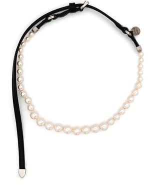 Miu Miu Leather Beaded Chain Necklace - Multicolour