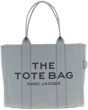 Marc Jacobs 'the Leather Large Tote' Shopping Bag - Gray