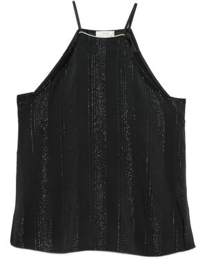 Forte Forte Silver Pinstripe Satin Strap Top Clothing - Black