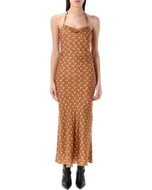 Marine Serre Moon Satin Long Slip Dress - Natural