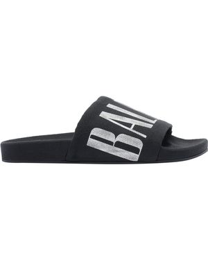 Balenciaga Logo Slide Sandals - Black