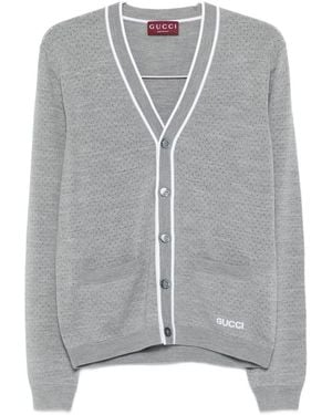 Gucci Wool V-Necked Cardigan - Grey
