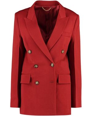 Victoria Beckham Double-Breasted Wool Blazer - Red