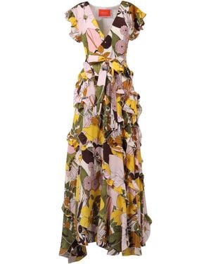 La DoubleJ Printed Silk Dress - Metallic
