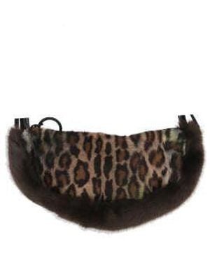 Innerraum Leopard Print Faux Fur Crossbody Bag - Black