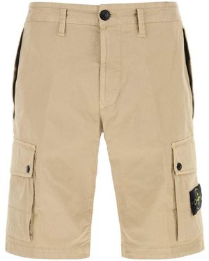 Stone Island Sand Stretch Cotton Bermuda Shorts - Natural