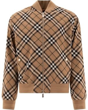 Burberry Check Wool Blend "Harrington" Jacket - Brown