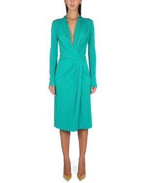 Alberta Ferretti V-Neck Dress - Green