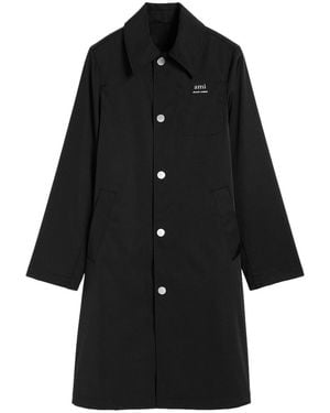 Ami Paris De Coeur Long-Sleeve Raincoat - Black