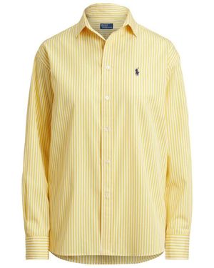 Polo Ralph Lauren Spread Collar Logo Striped Shirt - Yellow
